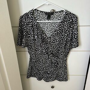 White House/Bkack Market Flutter Sleeves Cross Body Wrap Top